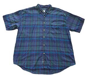 Vintage Basic Equipment Mens XL Heavy Cotton Shirt Blue Plaid Grunge 90s